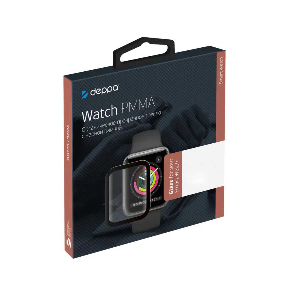 Защитное стекло Deppa Watch PMMA для Xiaomi Amazfit Bip U, черная рамка