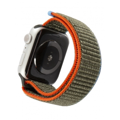 Ремешок нейлоновый MB mObility для Apple watch – 42-44 mm (S3/S4/S5 SE/S6), оливковый с сине-красным краем УТ000027925 - фото 2