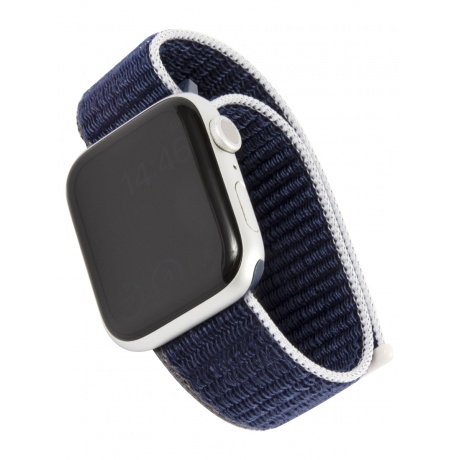Ремешок нейлоновый MB mObility для Apple watch – 42-44 mm (S3/S4/S5 SE/S6), темно-синий с серо-голубым краем УТ000027924 - фото 4