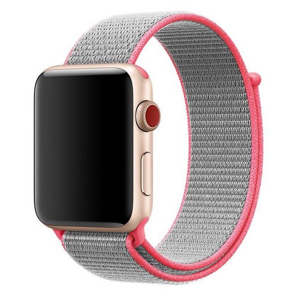 Ремешок Krutoff Nylon для Apple Watch 42/44/45mm (gray/pink) 42