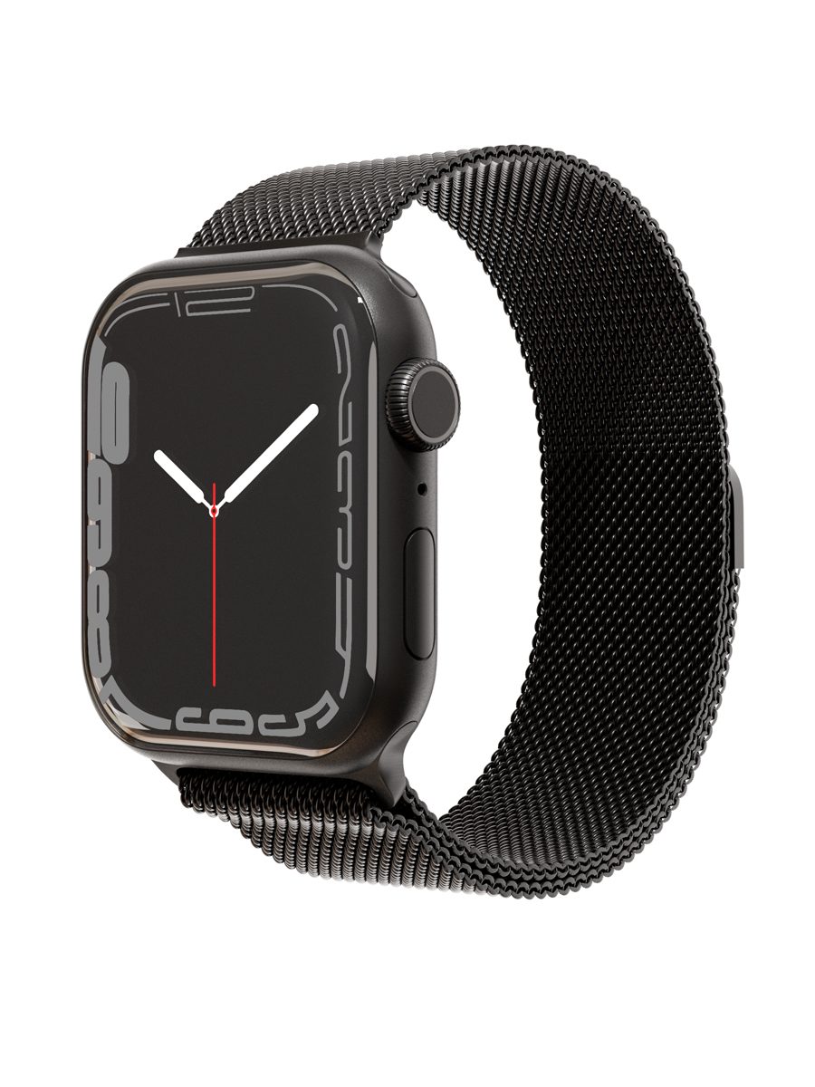 Ремешок из нержавеющей стали сетчатый VLP для Apple Watch 38/40/41, чёрный сетчатый браслет для часов миланская петля быстросъемный браслет из нержавеющей стали регулируемый складной ремешок с пряжкой для dw watch