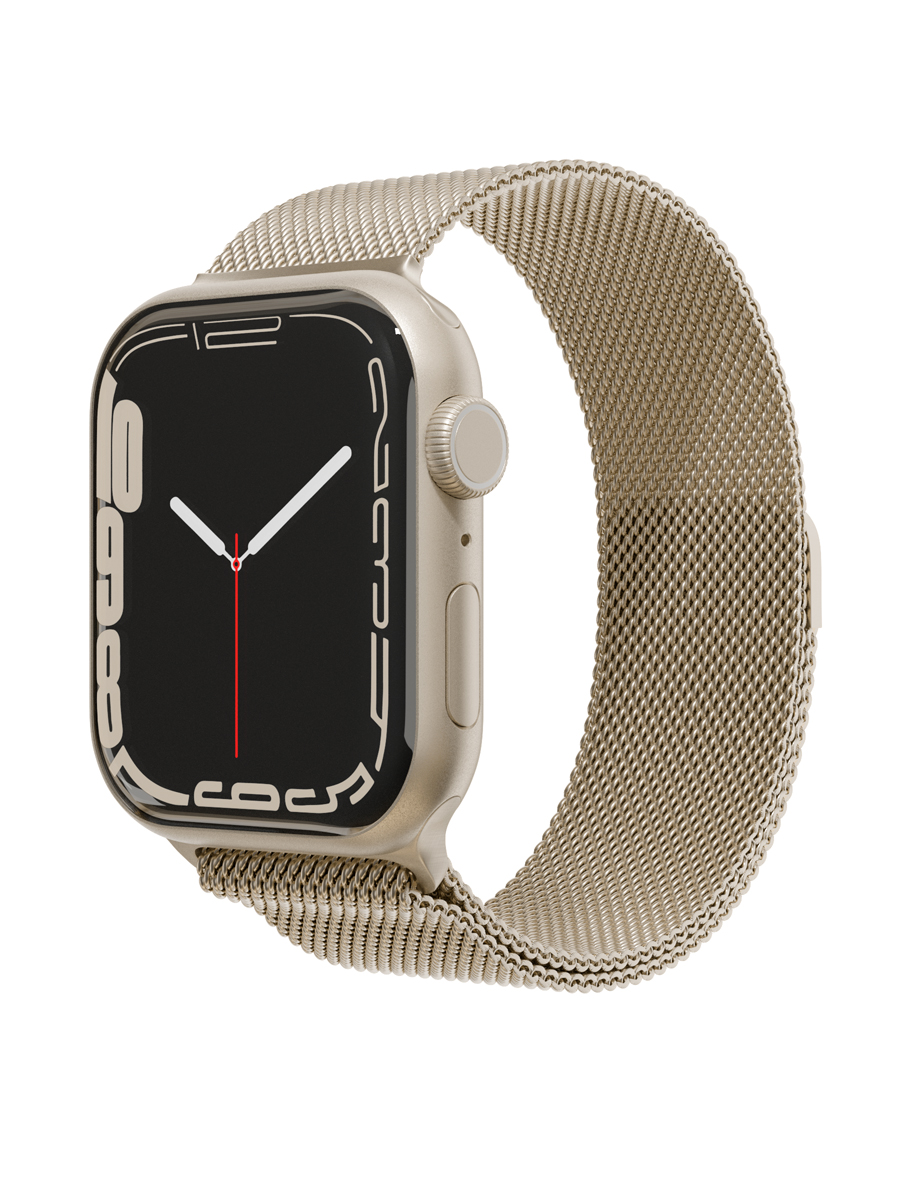 Ремешок из нержавеющей стали сетчатый VLP для Apple Watch 42/44/45, золотой сетчатый браслет для часов миланская петля быстросъемный браслет из нержавеющей стали регулируемый складной ремешок с пряжкой для dw watch