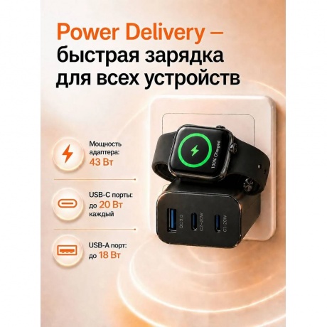 Сетевое зарядное устройство MEOW с функцией беспроводной зарядки Apple Watch - фото 12