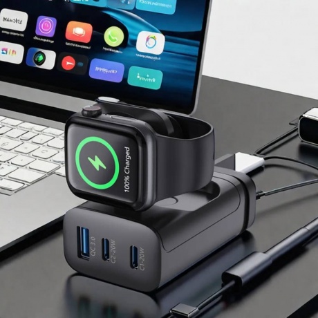 Сетевое зарядное устройство MEOW с функцией беспроводной зарядки Apple Watch - фото 5