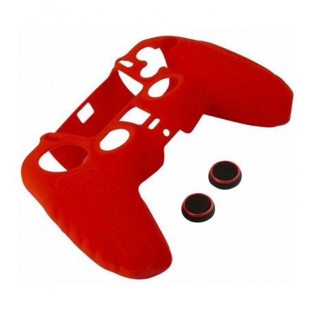 Чехол силиконовый Red Line для геймпада игровой приставки P5, с накладками на стики, красный (HS-PS5304C) - фото 1