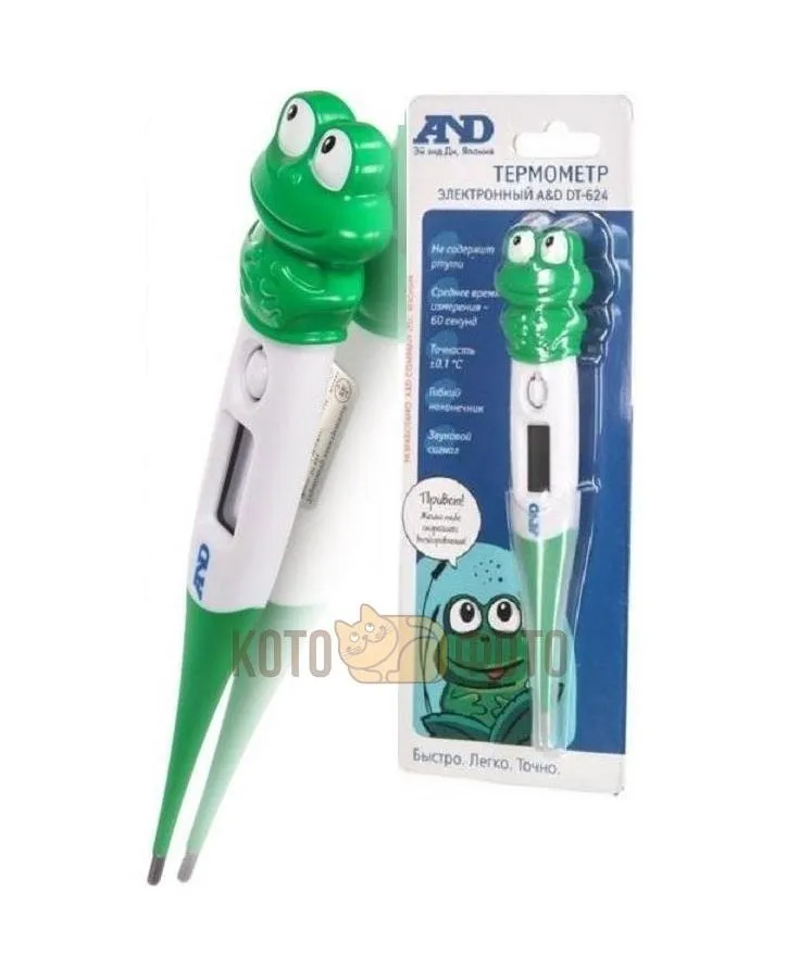 Термометр электронный AND DT-624 Лягушка зеленый/белый - фото 1