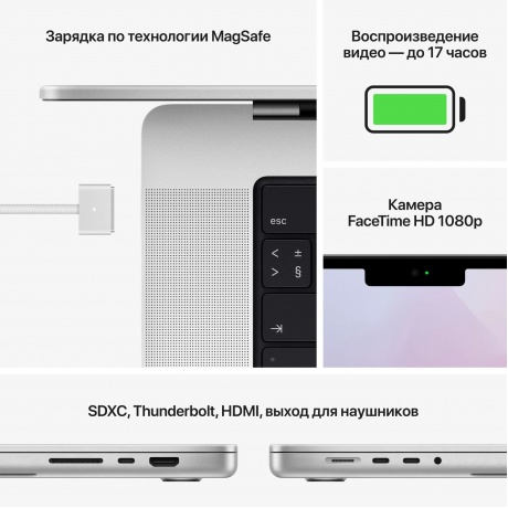 Ноутбук Apple MacBook Pro 14 Silver (MKGT3RU/A) - фото 7