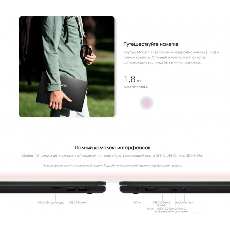 Ноутбук MSI Modern 15 MS-15HK (B7M-264XBY) - фото 9