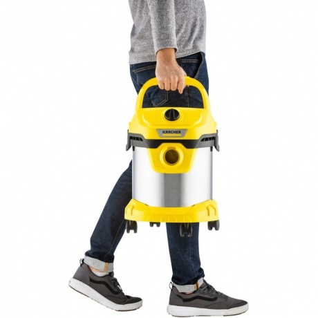Пылесос строительный Karcher WD 2 Plus S V-15/4/18 1000Вт (уборка: сухая/сбор воды) желтый - фото 12
