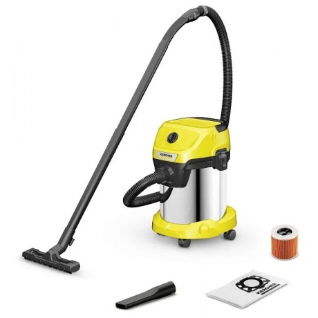 

Пылесос строительный Karcher WD 3 S V-17/4/20 1000Вт (уборка: сухая/сбор воды) желтый