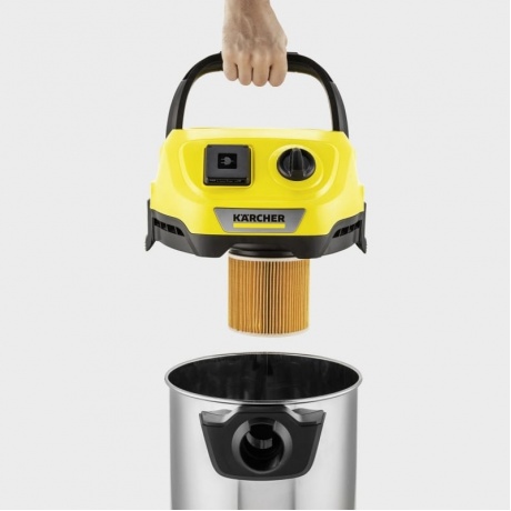 Пылесос строительный Karcher WD 3 P S V-17/4/20 1000Вт (уборка: сухая/сбор воды) желтый - фото 3