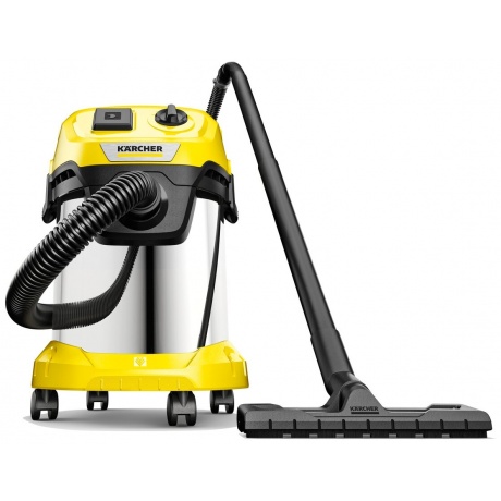 Пылесос строительный Karcher WD 3 P S V-17/4/20 1000Вт (уборка: сухая/сбор воды) желтый - фото 2