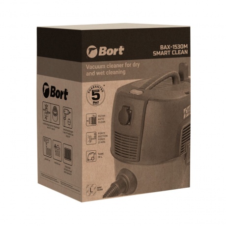 Пылесос для сухой и влажной уборки Bort BAX-1530M-Smart Clean - фото 3