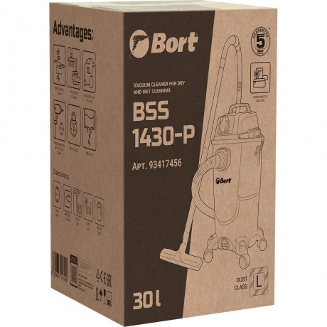 Пылесос для сухой и влажной уборки Bort BSS-1430-P - фото 9