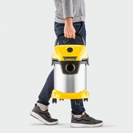 Строительный пылесос Karcher WD 3 S V-15/4/20 1000Вт (уборка: сухая/сбор воды) желтый - фото 4
