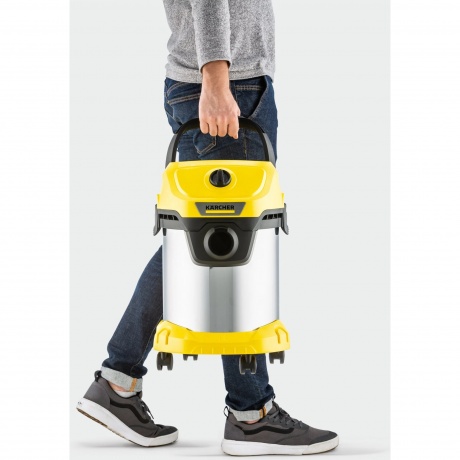 Строительный пылесос Karcher WD 3 S V-19/4/20 (YSY) 1000Вт (уборка: сухая/влажная/выдув/сбор воды) желтый - фото 4