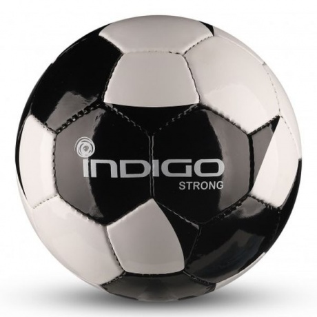 Мяч футбольный №4 INDIGO STRONG тренировочный (PU SEMI) Юниор, IN033, Бело-черный, - фото 1