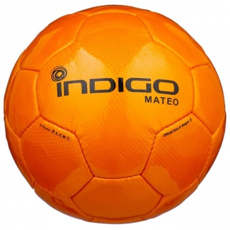 Мяч футбольный №5 INDIGO MATEO тренировочный (PU 1.6 мм), N004, Оранжевый, - фото 1