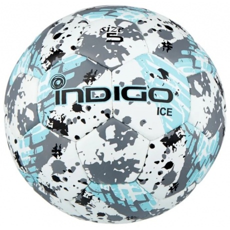Мяч футбольный №5 INDIGO ICE тренировочный (PU), IN027, Бело-голубо-серый, - фото 1