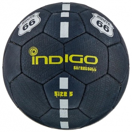 Мяч футбольный №5 INDIGO STREETBALL  для игры на асфальте (PU прорезиненный), E03, Черный, - фото 1