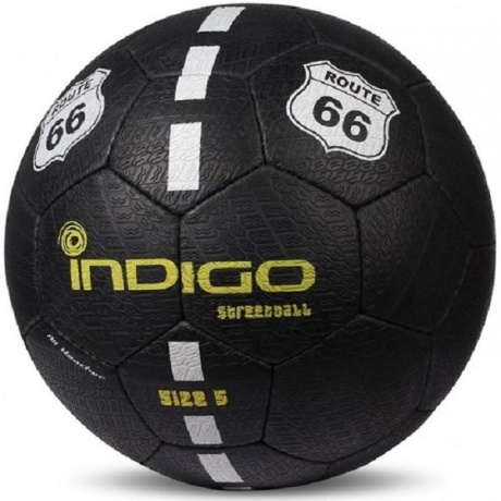 Мяч футбольный №5 INDIGO STREETBALL  для игры на асфальте (PU прорезиненный), E03, Черный, - фото 3