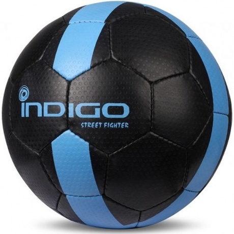 Мяч футбольный №5 INDIGO STREET FIGHTER для игры на асфальте (PU прорезиненный), E02, Черно-голубой, - фото 1