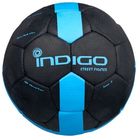 Мяч футбольный №5 INDIGO STREET FIGHTER для игры на асфальте (PU прорезиненный), E02, Черно-голубой, - фото 2