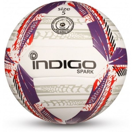 Мяч футбольный №5 INDIGO SPARK тренировочный (PU hybrid), IN158, Бело-фиолетово-красный, - фото 1