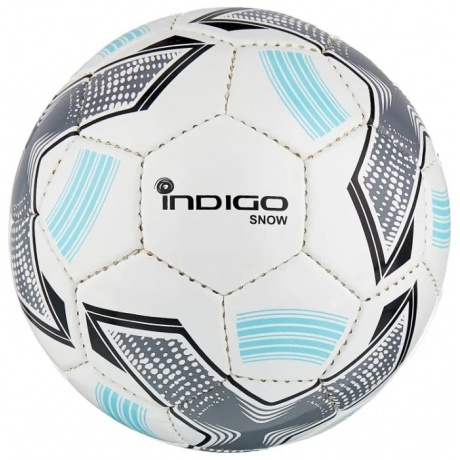 Мяч футбольный №2 INDIGO SNOW тренировочный (PU SEMI) Сувенирный, IN029, Бело-серо-голубой, - фото 1