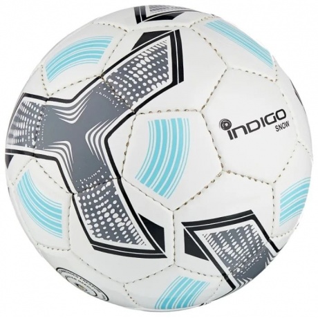Мяч футбольный №2 INDIGO SNOW тренировочный (PU SEMI) Сувенирный, IN029, Бело-серо-голубой, - фото 2