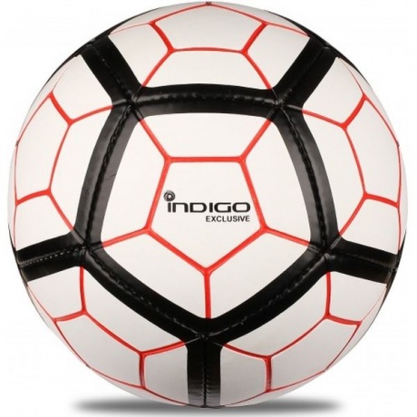 Мяч футбольный №5 INDIGO EXCLUSIVE тренировочный (PU SEMI), FG 5, Бело-черный, - фото 1