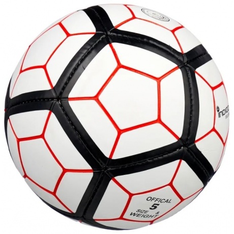Мяч футбольный №5 INDIGO EXCLUSIVE тренировочный (PU SEMI), FG 5, Бело-черный, - фото 2