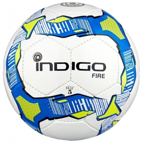 Мяч футбольный №5 INDIGO FIRE Облегченный тренировочный (PU SEMI), IN026, Бело-сине-желтый, - фото 1