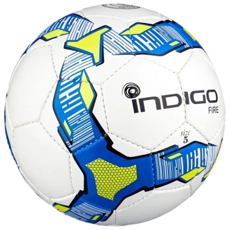 Мяч футбольный №5 INDIGO FIRE Облегченный тренировочный (PU SEMI), IN026, Бело-сине-желтый, - фото 2