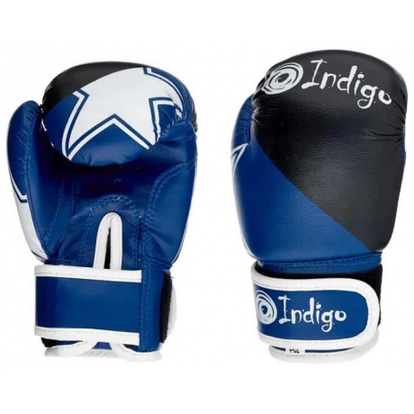 Перчатки боксёрские INDIGO  PVC, PS-505, Синий, 10 унций - фото 6
