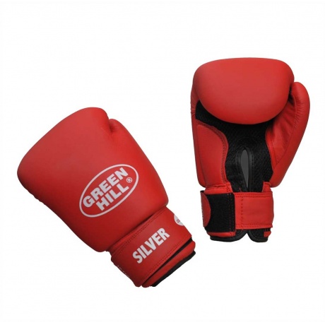 Перчатки боксёрские Green Hill SILVER и/к, BGS-2039, Красный, 12 унций - фото 1
