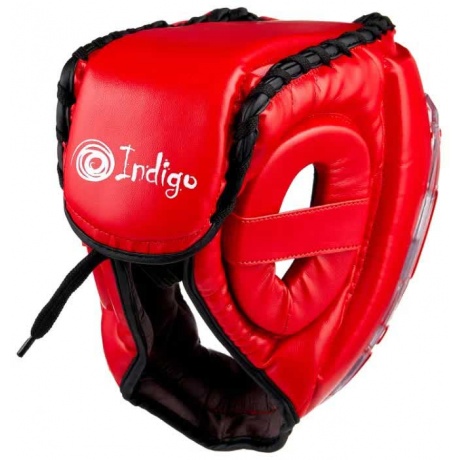 Шлем боксёрский с защитной маской INDIGO PU, PS-832, Красный, L - фото 2