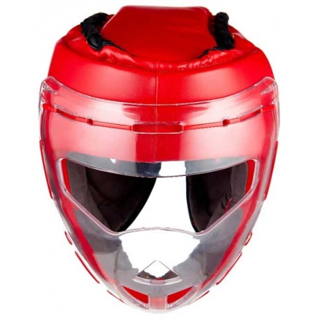 Шлем боксёрский с защитной маской INDIGO PU, PS-832, Красный, L - фото 3