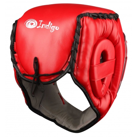 Шлем боксёрский с защитной маской INDIGO PU, PS-832, Красный, L - фото 4