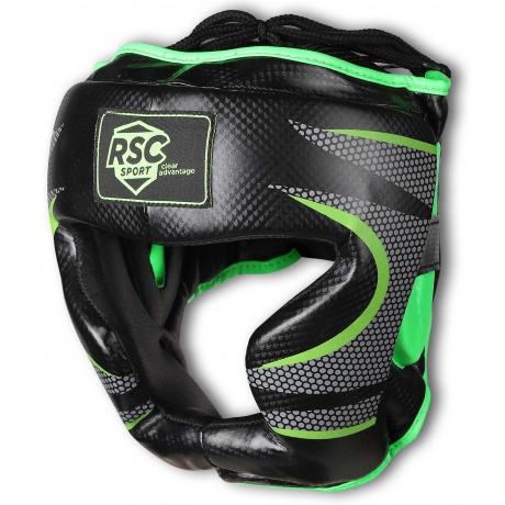 Шлем боксерский закрытый RSC  PU, 3693, Черно-зеленый, XL - фото 1