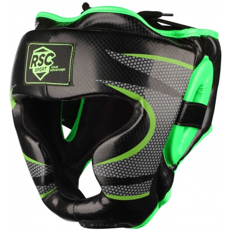 Шлем боксерский закрытый RSC  PU, 3693, Черно-зеленый, XL - фото 2