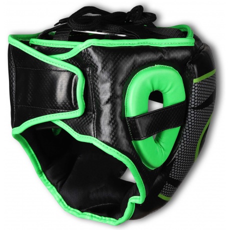 Шлем боксерский закрытый RSC  PU, 3693, Черно-зеленый, XL - фото 3
