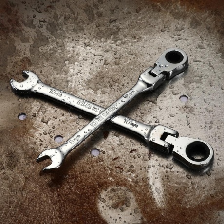 Ключи комбинированные трещоточные шарнирные в наборе DEKO RW02 8-17 мм, 6 предметов - фото 5
