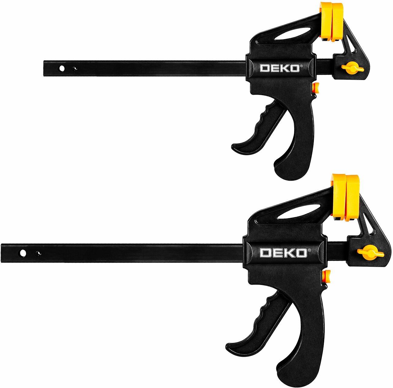 Струбцина быстрозажимная 200 мм DEKO CL200-2, 2 шт струбцина быстрозажимная deko cl42 6 6 шт черно желтый