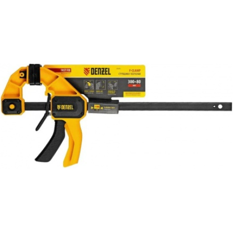 Струбцина F-образная, быстрозажимная, 300 х 80 мм, усиленный нейлоновый корпус  Denzel (20506)