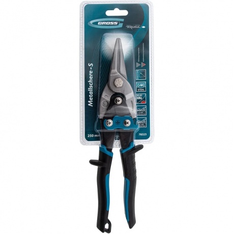 Ножницы по металлу "PIRANHA",250мм,прямой рез,сталь-CrMo,двухкомп.рукоятки Gross - фото 4