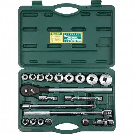 

Набор торцовых головок для крупногабаритной техники KRAFTOOL TRUCK 20, 20 предметов, (3/4), (27895-H20)