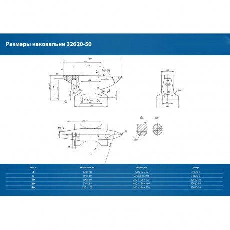 Стальная наковальня ЗУБР 32620-30, 30 кг - фото 3