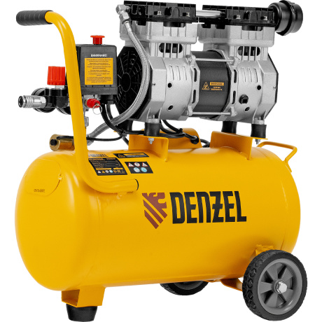 Компрессор DENZEL 58026, DLS950/24 безмаслянный малошумный 950 Вт, 165 л/мин, ресивер 24 л фото