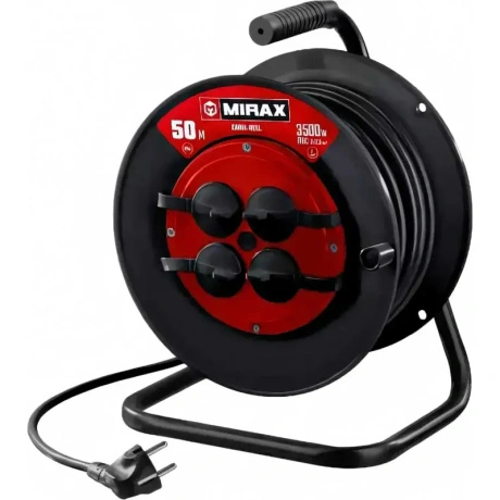 Силовой удлинитель на катушке MIRAX ПВС IP44 55051-50, 3500 Вт, ...
